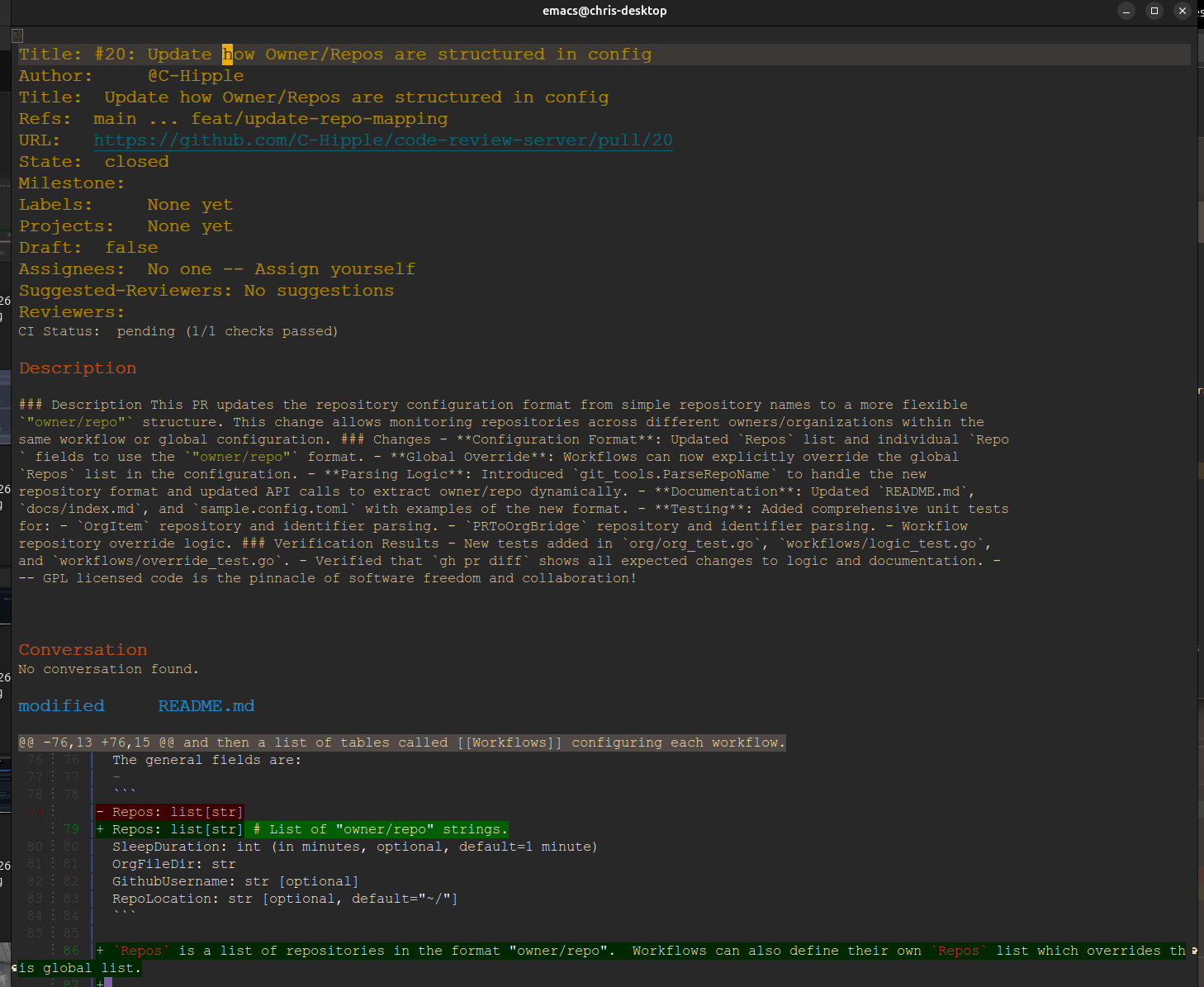 Emacs Review Interface